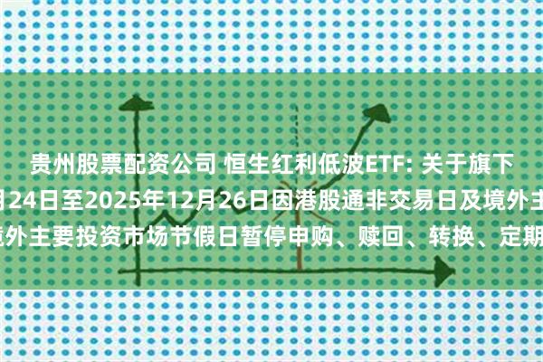 贵州股票配资公司 恒生红利低波ETF: 关于旗下部分基金2025年12月24日至2025年12月26日因港股通非交易日及境外主要投资市场节假日暂停申购、赎回、转换、定期定额投资业务的提示性公告